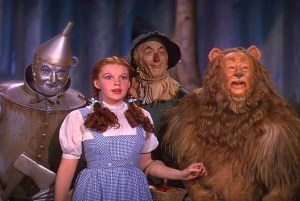 Image shows the Tin Man, Dorothy, the Scarecrow and the Cowardly Lion from the Wizard of Oz.